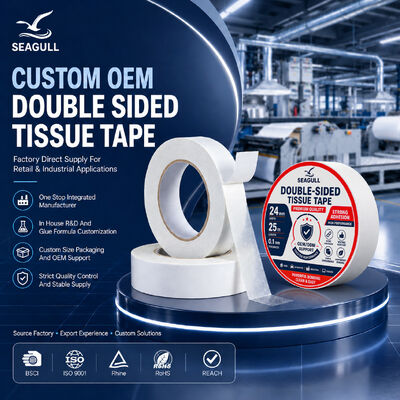 Băng keo hai mặt giấy tissue acrylic độ bám dính cao dùng để ép màng