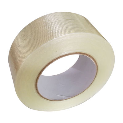 Băng keo sợi thủy tinh định hướng đơn chống thấm nước, dày 150mic và kích thước 48mm*40m dùng để đóng gói