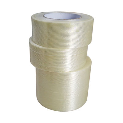 Băng keo sợi thủy tinh định hướng đơn chống thấm nước, dày 150mic và kích thước 48mm*40m dùng để đóng gói