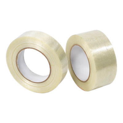 Băng keo sợi thủy tinh định hướng đơn chống thấm nước, dày 150mic và kích thước 48mm*40m dùng để đóng gói