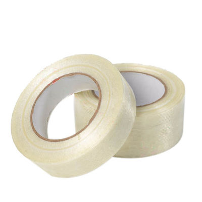 Băng keo sợi thủy tinh định hướng đơn chống thấm nước, dày 150mic và kích thước 48mm*40m dùng để đóng gói