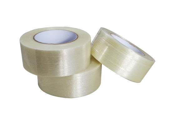 Băng keo sợi thủy tinh định hướng đơn chống thấm nước, dày 150mic và kích thước 48mm*40m dùng để đóng gói